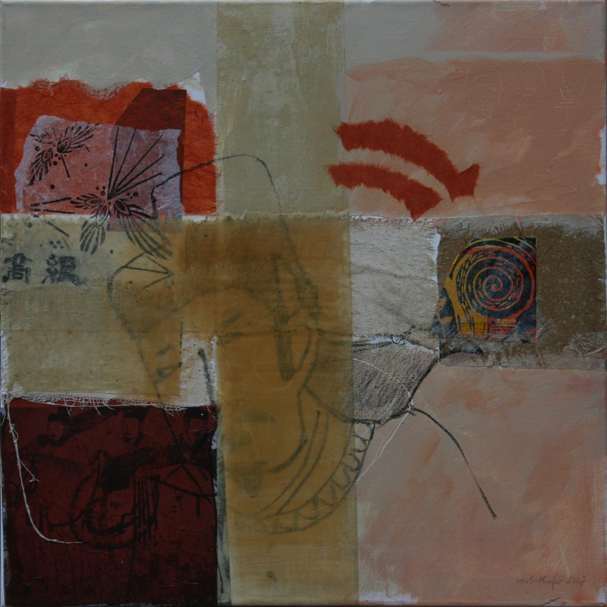 Im Reich der Zeichen 2, 2007, Mischtechnik auf Leinwand, 60 x 60cm